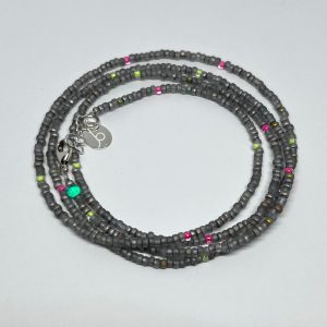 Beads Wickelarmband Lava Schwarz 4-Fach , handgemacht.