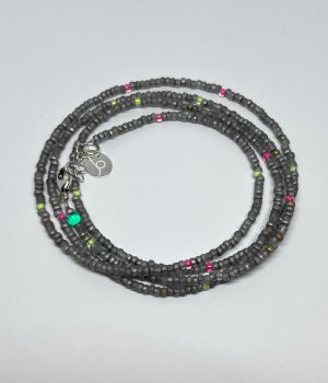 Beads Wickelarmband Lava Schwarz 4-Fach , handgemacht.