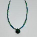 Hochwertige Beads Halskette Malachit aus echten Edelstein Perlen, lange Ausführung, mit 925er Silberverschluss.