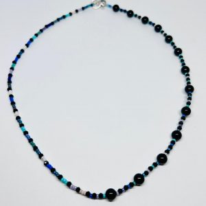 Beads Halskette Onyx Spinell mit farbigen Beads und Silber-Verschluss – Beads Kette Damen