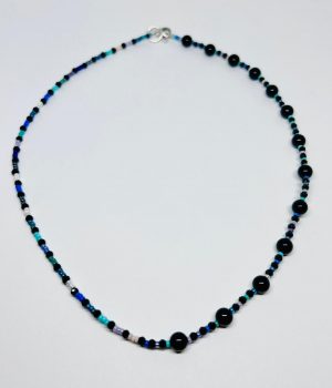 Beads Halskette Onyx Spinell mit farbigen Beads und Silber-Verschluss – Beads Kette Damen